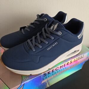 Skechers Womens Size 6.5 Shimmer Away L.A. Machine Washable Navy Blue